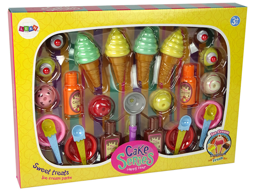 Sweet Treats Set Ice Cream Cupcakes Sauces Spoons