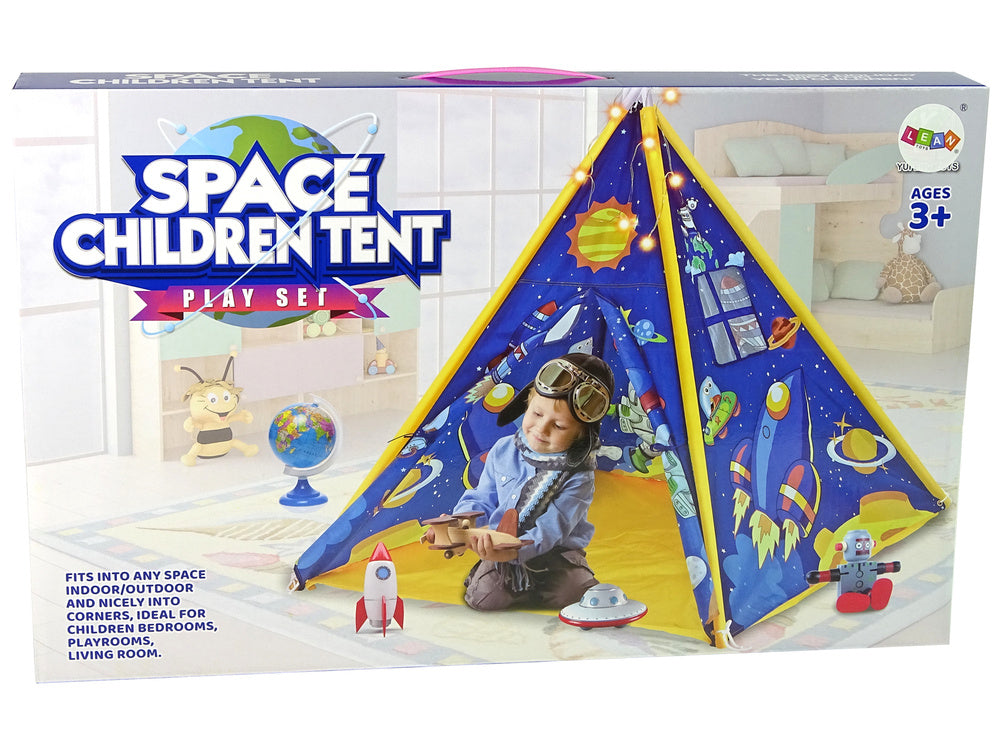 Tent for Kids Lighting Effects Space Rockets Stars Blue