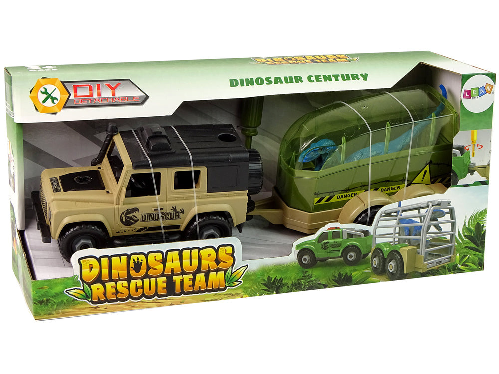 Terénní auto s přepravníkem dinosaurů – DIY stavebnice