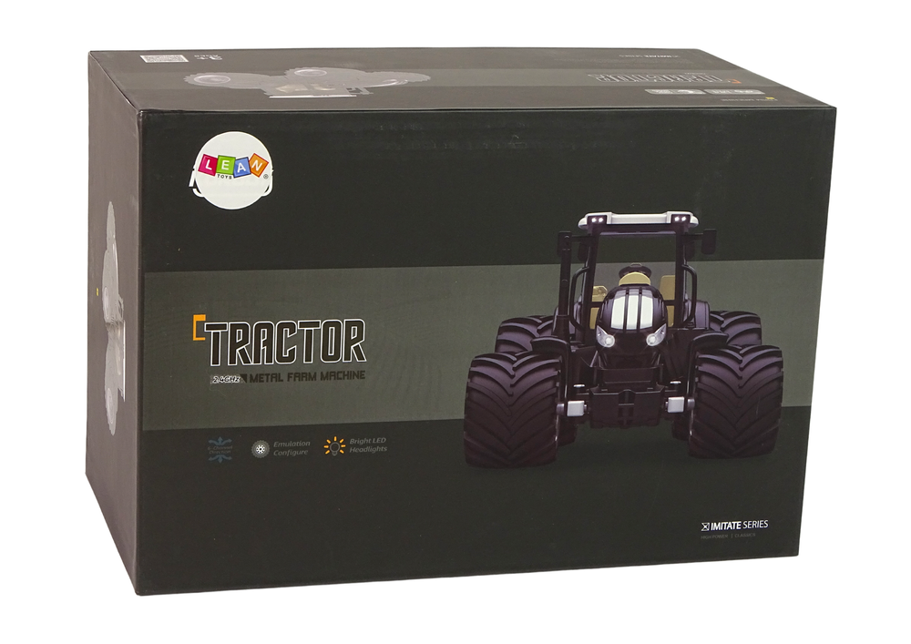 RC traktor na dálkové ovládání 2.4G s kovovým tělem – černý