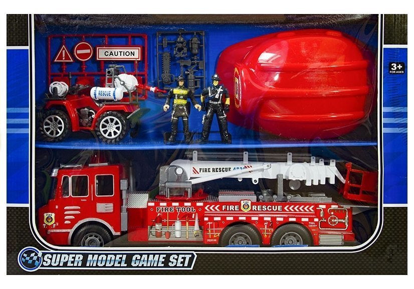 Large Fire Department Set Fire Truck Figures Quad Helmet For Children