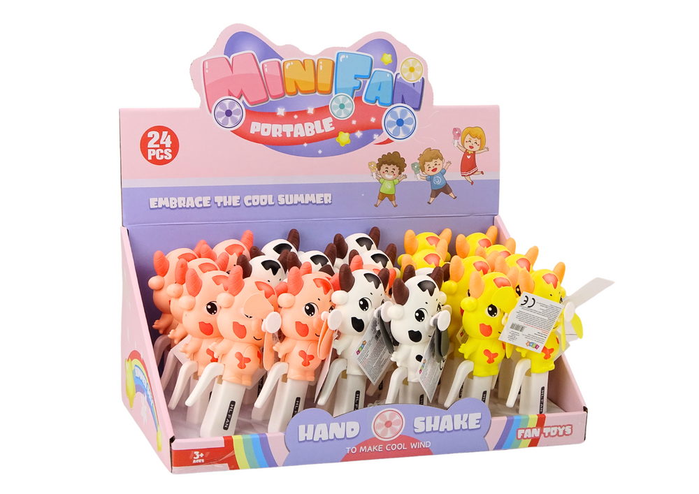 Ruční větrník ve tvaru kravičky pro děti – 3 barvy