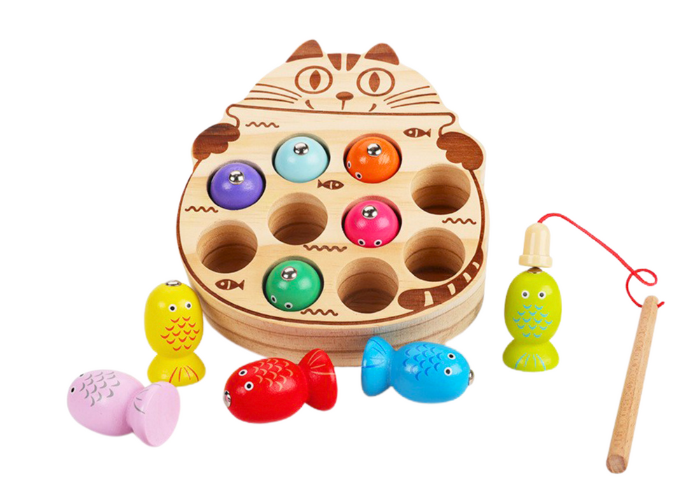 Dřevěná hra Chytání rybiček se 2 pruty – pro děti od 3 let