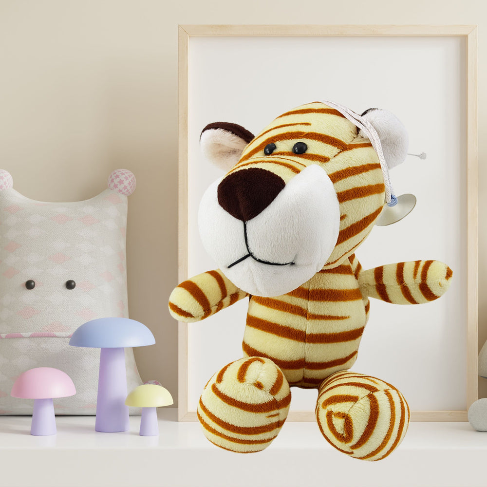 Plyšový tygr s přísavkou krémový 23 × 12 cm