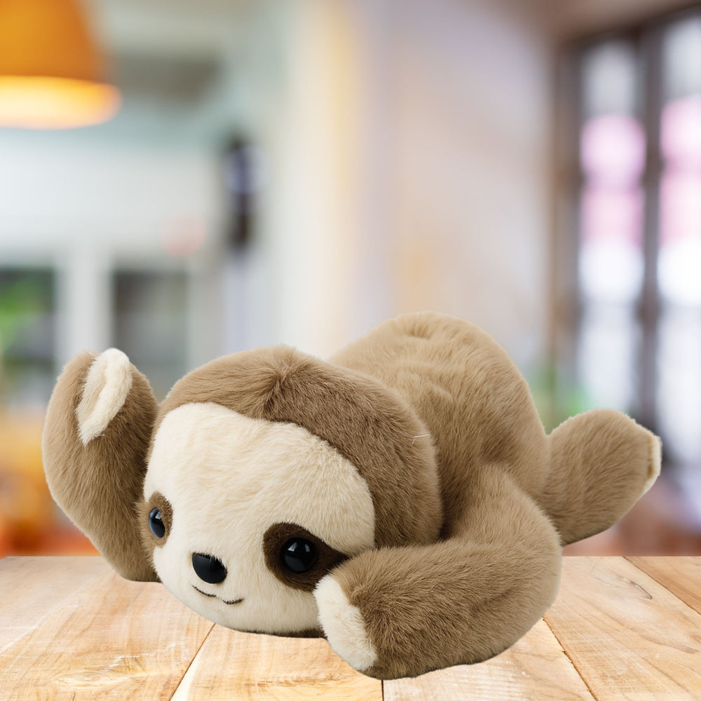 Plyšový lenochod ležící béžový 30 cm – měkká hračka