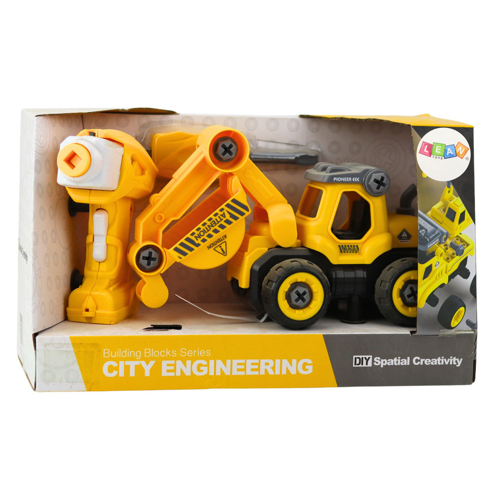 Bagr na šroubování s RC ovládáním 2v1 – žlutý