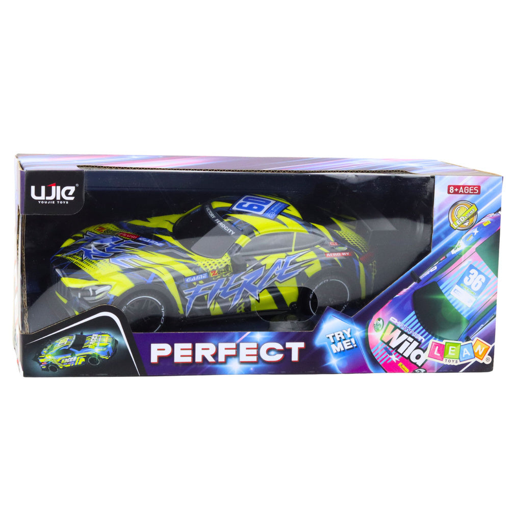 RC závodní auto se svítícím karosérií žluté – 27MHz