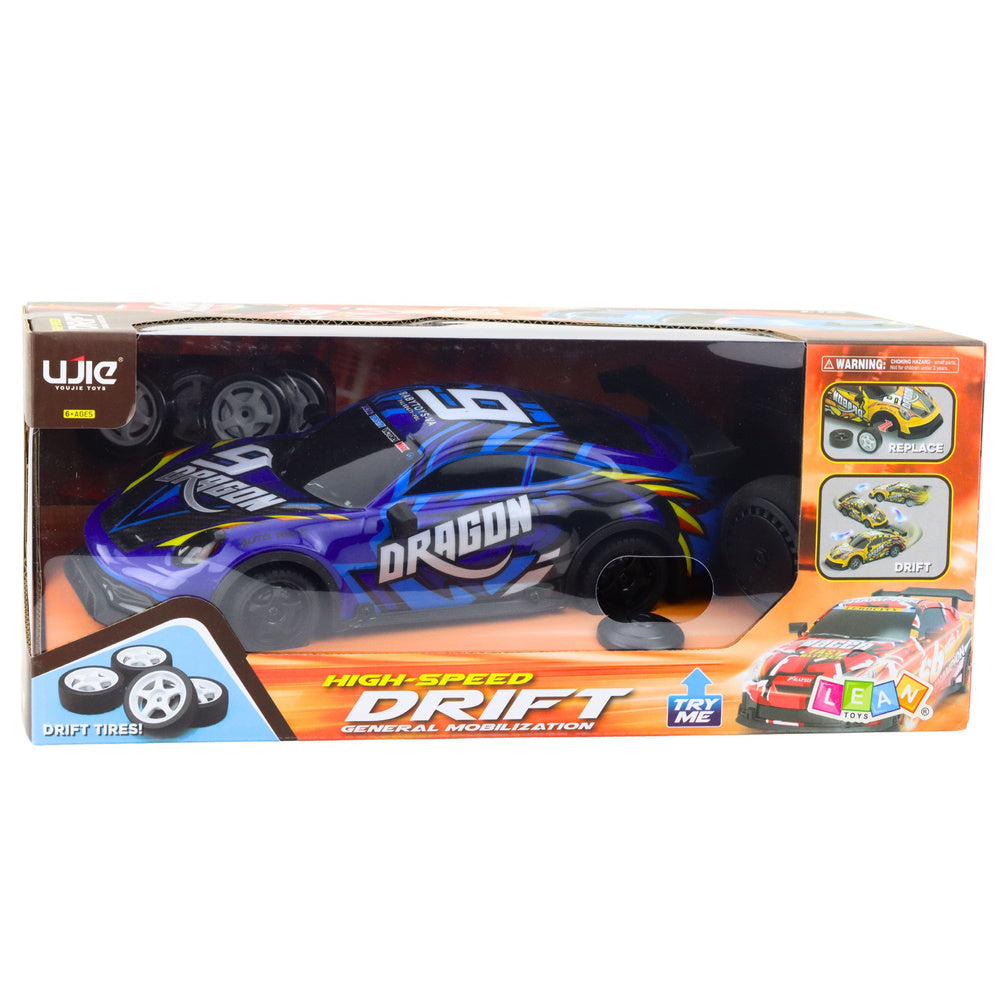 RC sportovní auto s driftováním a podsvícenou karoserií – modré
