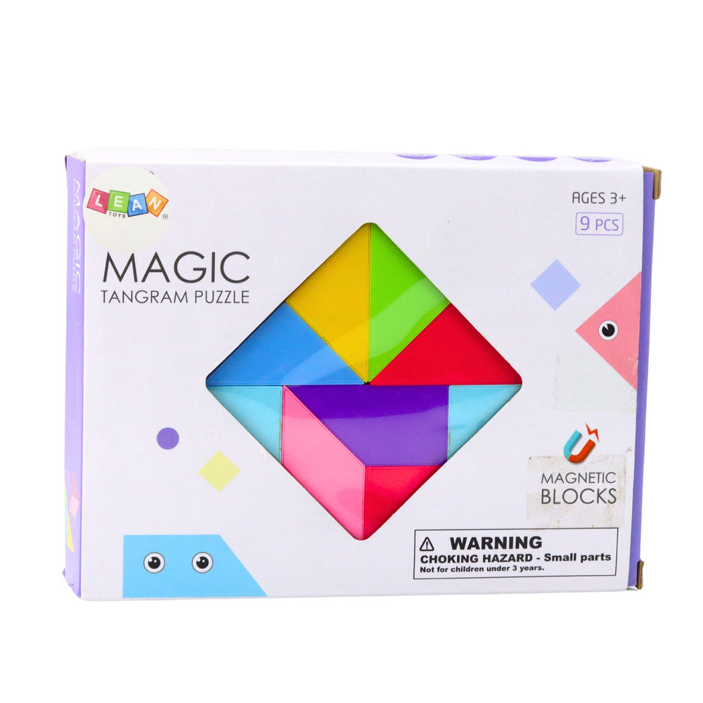 Magnetické Tangram kostky – barevná skládačka, 9 dílů