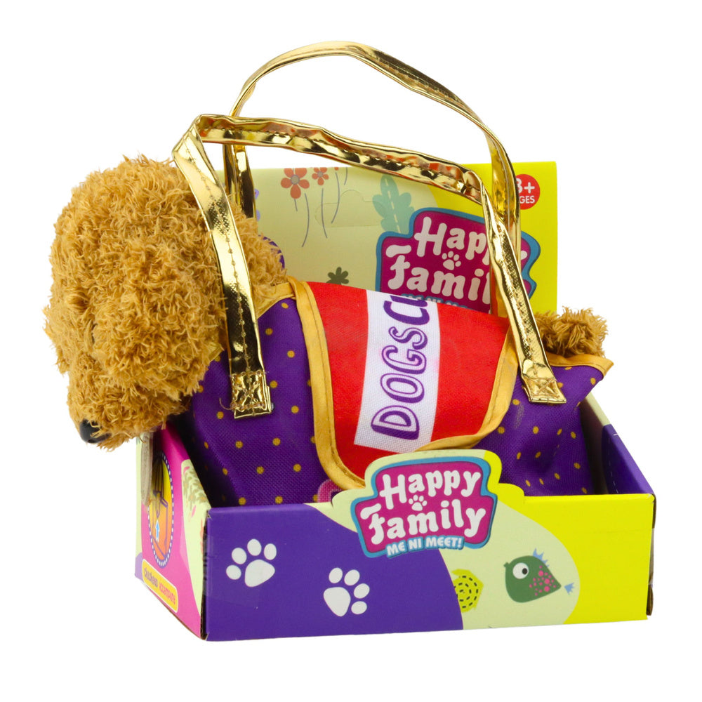 Plyšový pudl v tašce se suchým zipem – světle hnědý