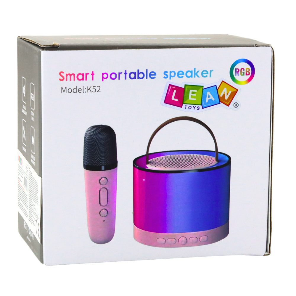 Karaoke set s bezdrátovým mikrofonem K52 RGB Bluetooth – růžový
