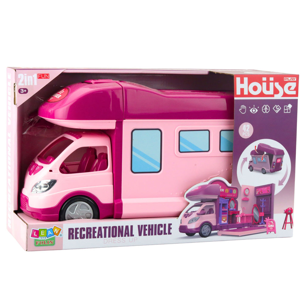 Skládací karavan pro panenky s příslušenstvím – 42 dílů