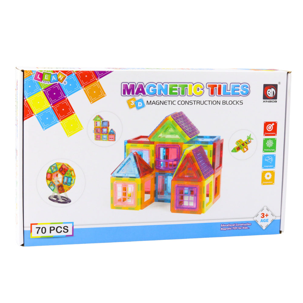 Set of Magnetic Building Blocks, Educational, Colorful, 70 pcs