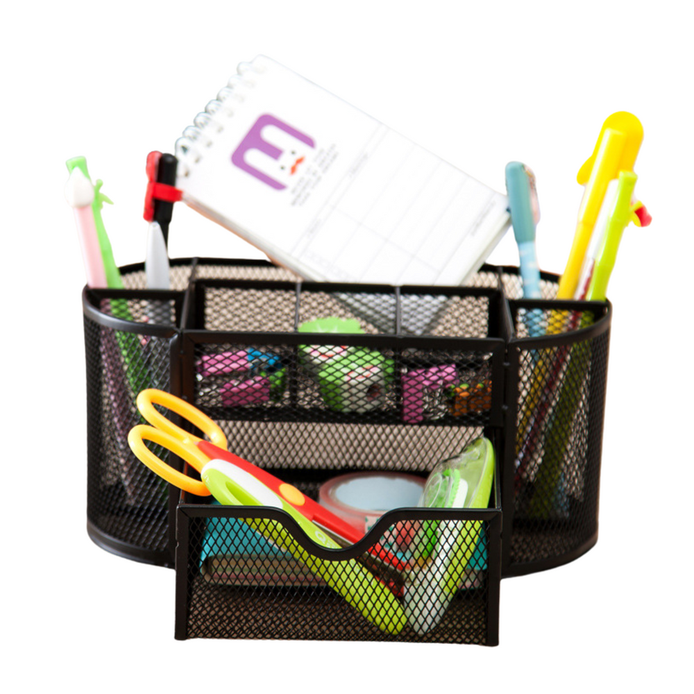 Kovový organizér na kancelářské potřeby – černý