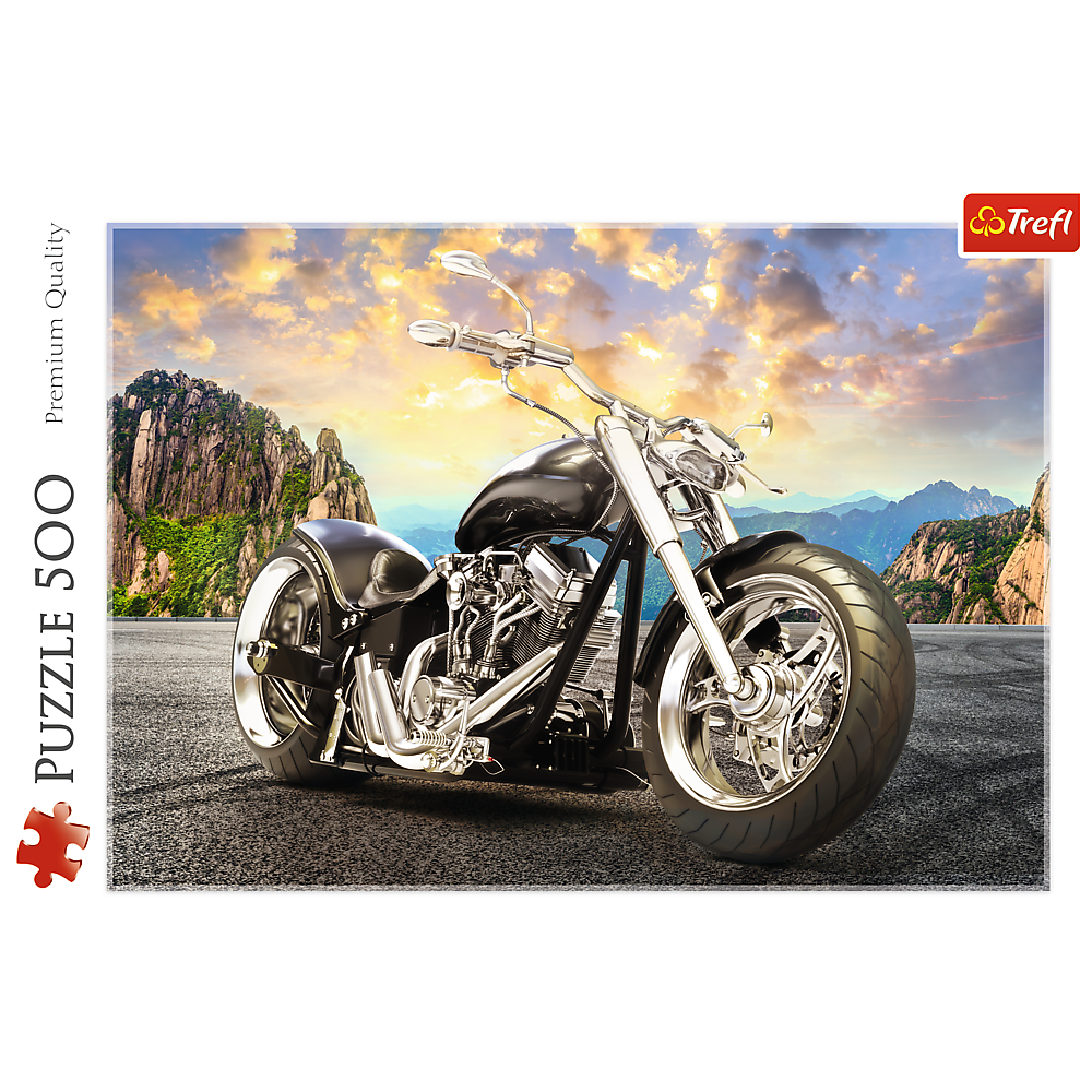 Puzzle 500 dílků – Černá motorka v horách