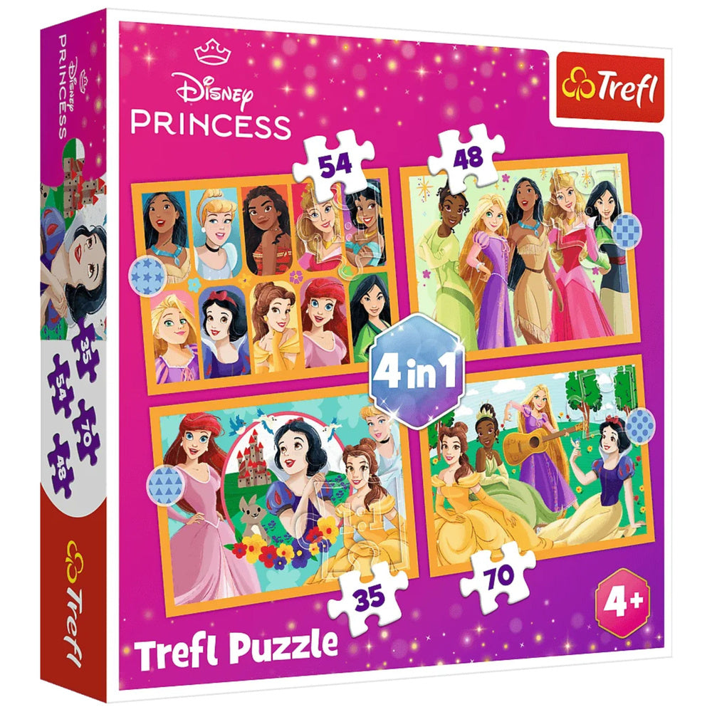 Puzzle 4v1 Pohádkové příběhy – Disney Princess Trefl