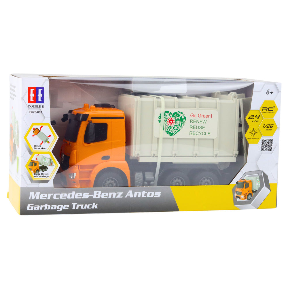 Mercedes-Benz Antos RC popelářský vůz na dálkové ovládání – oranžový 1:26