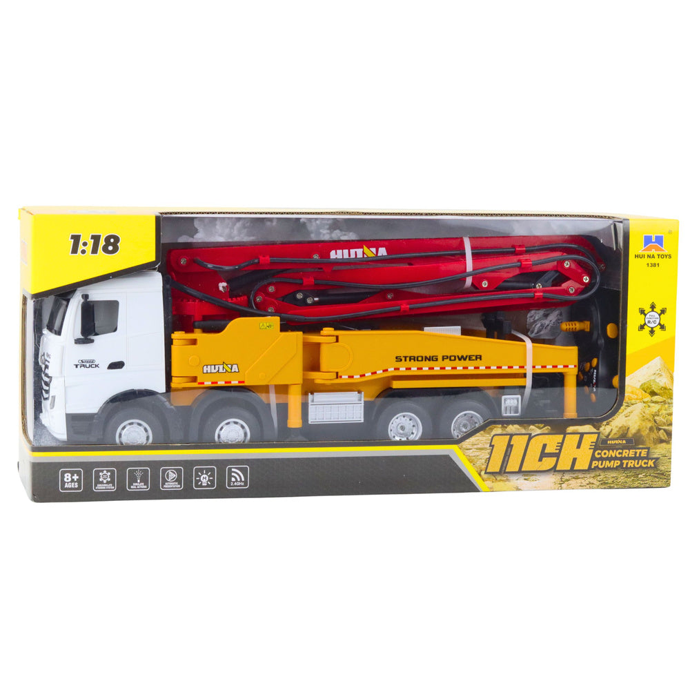 Huina Metal Concrete Mixer Construction Truck with Pump 1:18