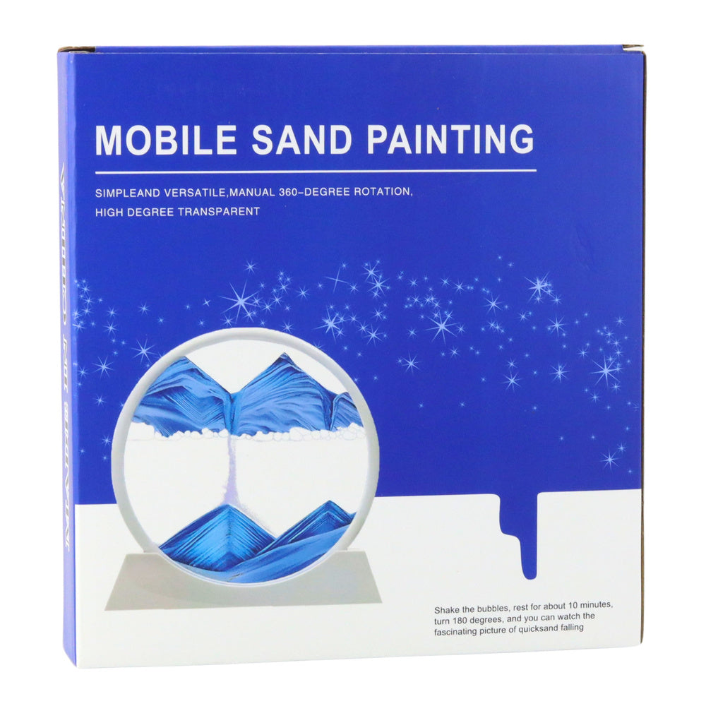 3D obraz s tekutým pískem – relaxační dekorace s rotací 360° – modrá