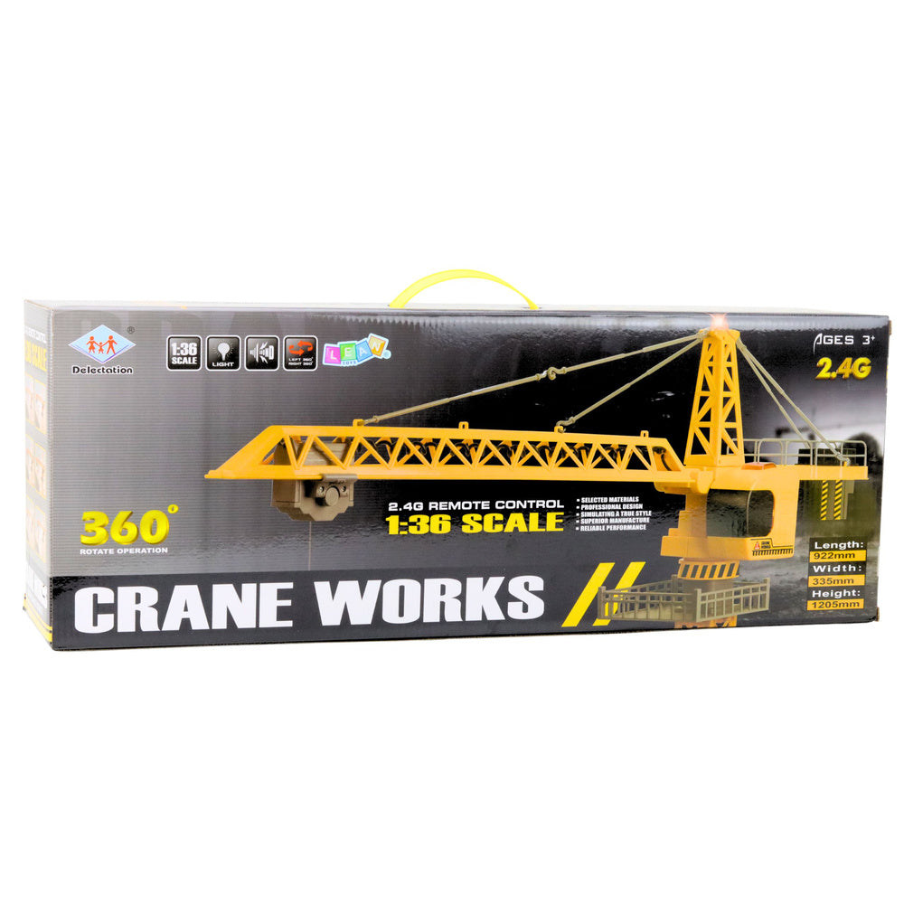 RC jeřáb na dálkové ovládání s LED světly a rotací 360° – 120 cm