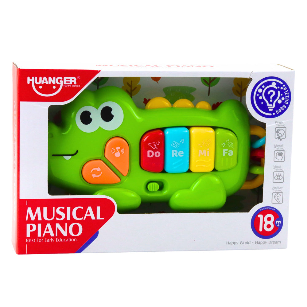 Interaktivní hudební piano Krokodýl s korálky – zelené