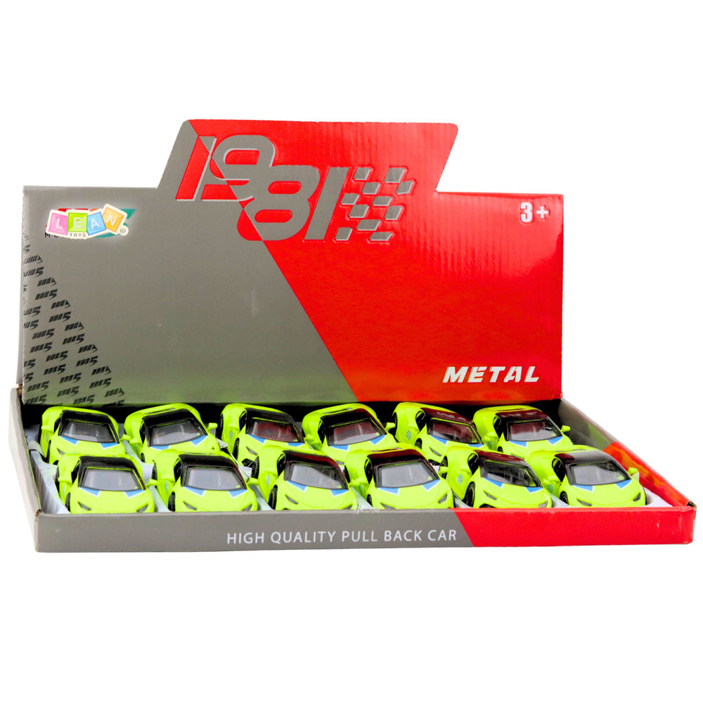 Sportovní auto s pull-back mechanismem 1:43 – neonově zelené
