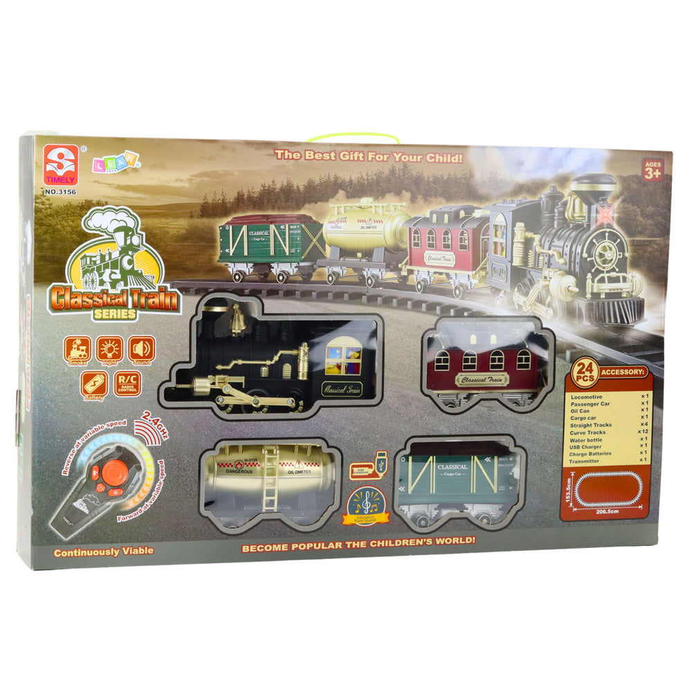 Elektrický vláček s dálkovým ovládáním, světly a zvuky – 206 cm