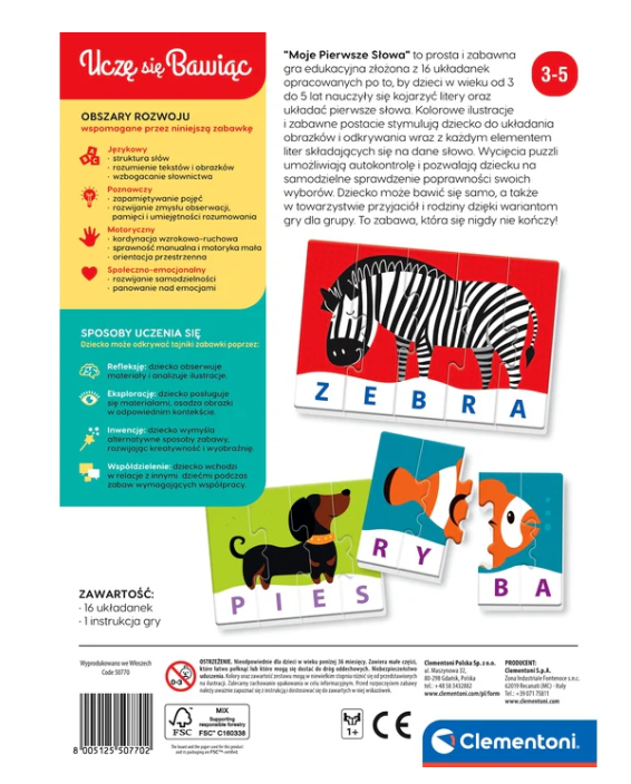 Vzdělávací hra puzzle Moje první slova – Clementoni