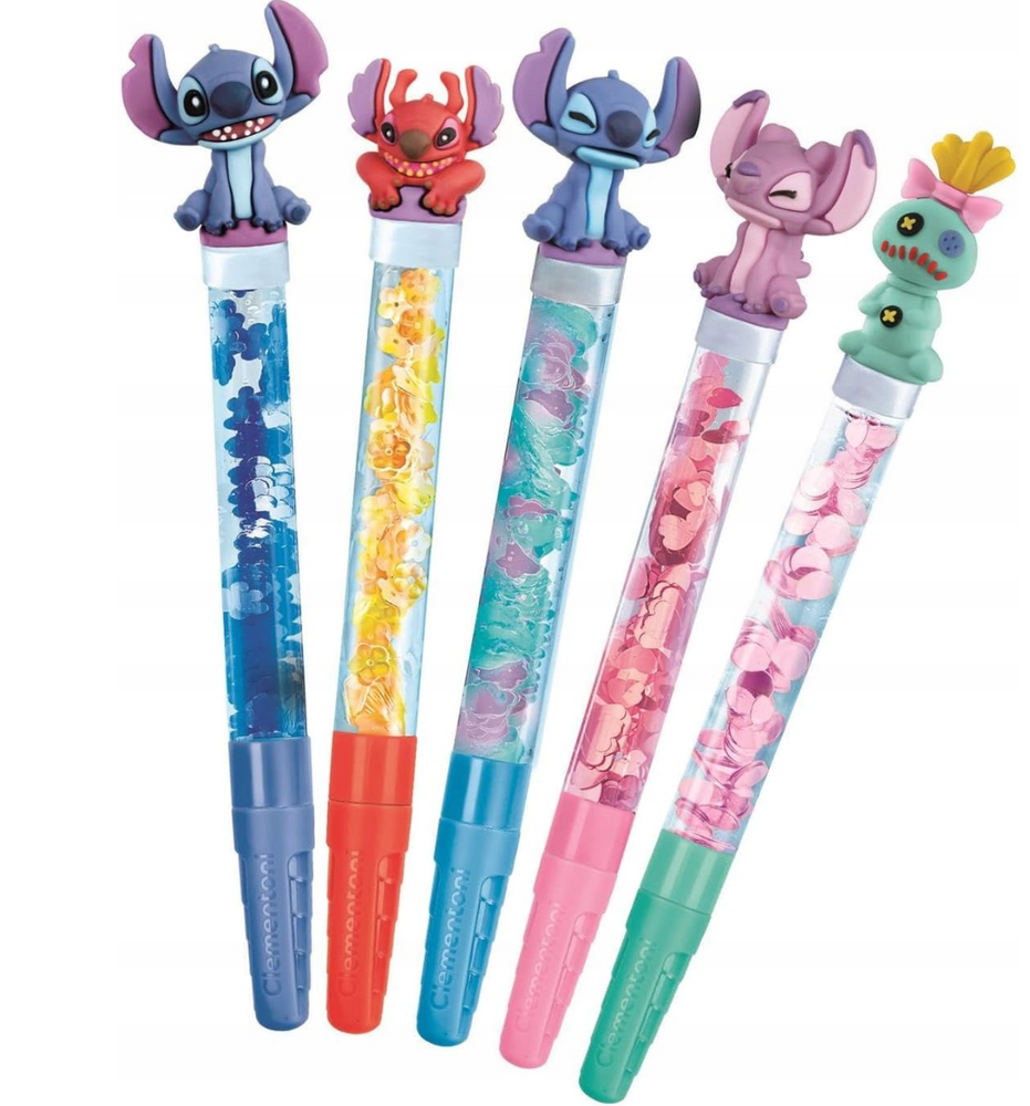 Továrna na pera Disney Stitch s 5 pery a dekoracemi – Clementoni