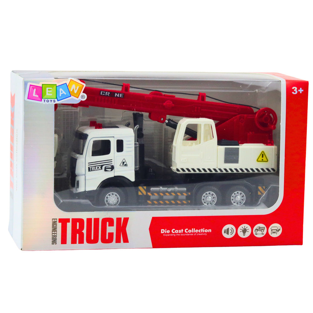 Nákladní auto s jeřábem – kovová kabina, světla a zvuky