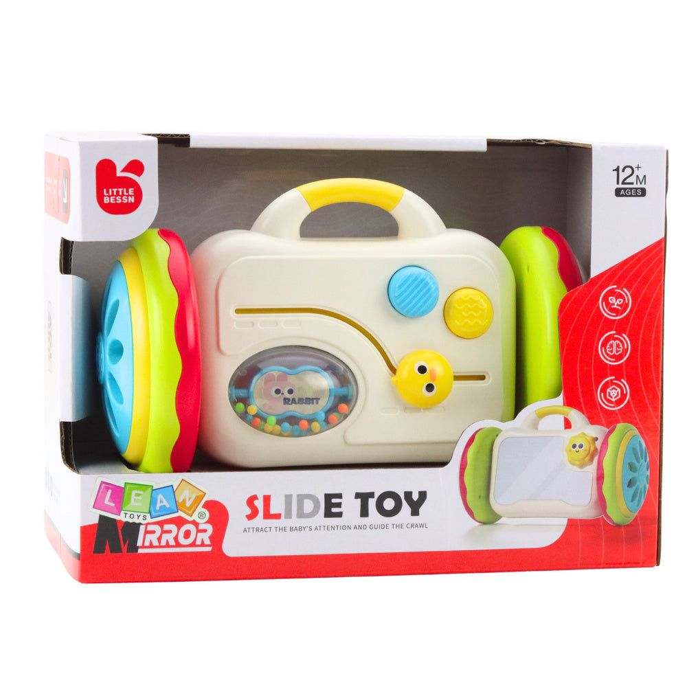 Interaktivní zrcadlo s chrastítkem na kolečkách pro batolata