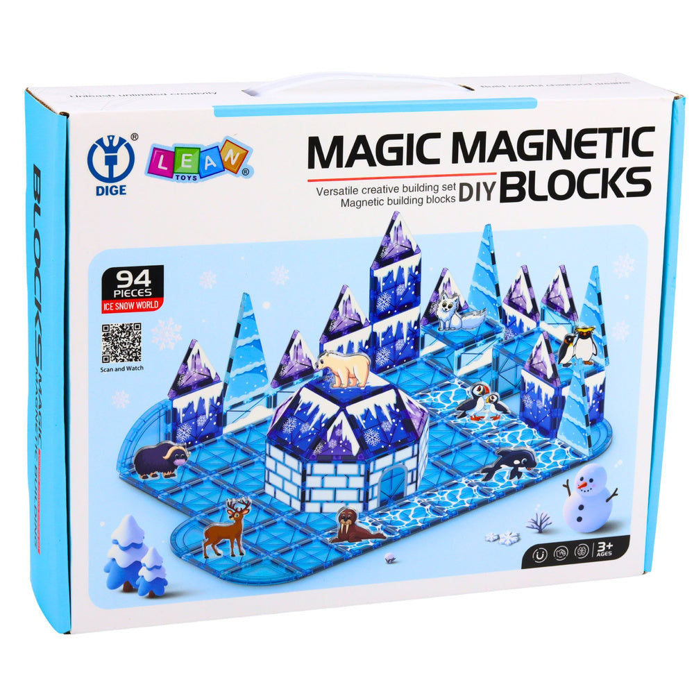 Magnetická stavebnice Ice Land s figurkami zvířat – 94 dílů