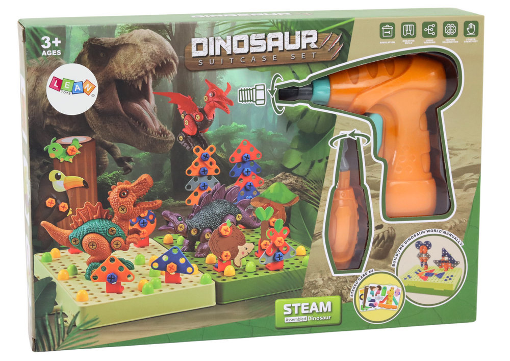 3D puzzle dinosaurus s vrtačkou – stavebnice s nářadím