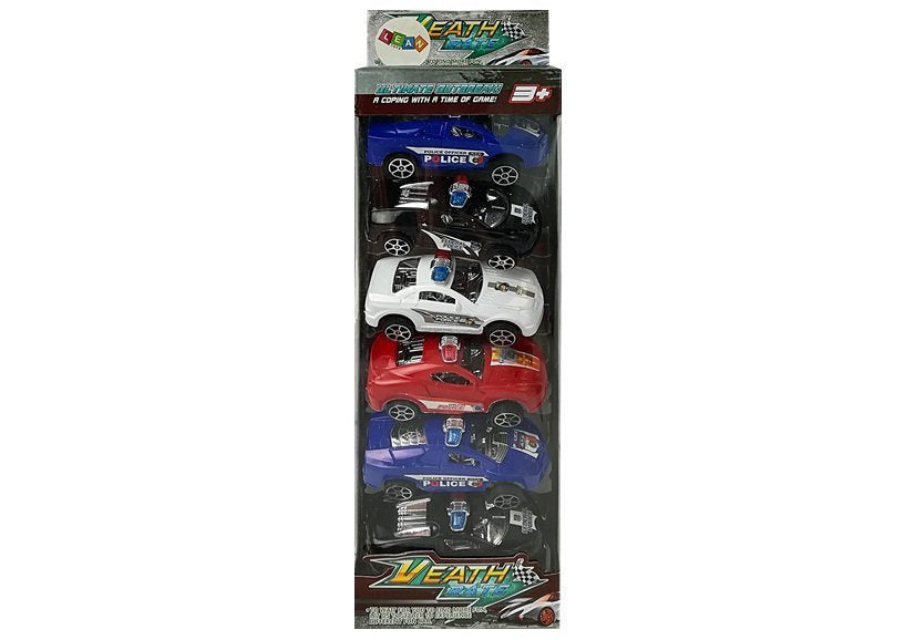 Zestaw Autek Samochodzików Policja z Naciągiem 6 szt