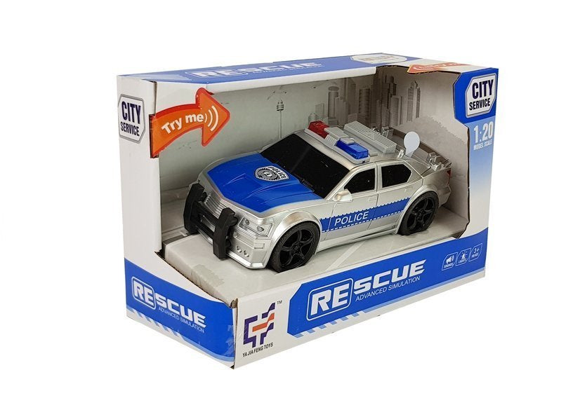 Police Car 1:20 drivetrain friction drive sound Light effects Silver