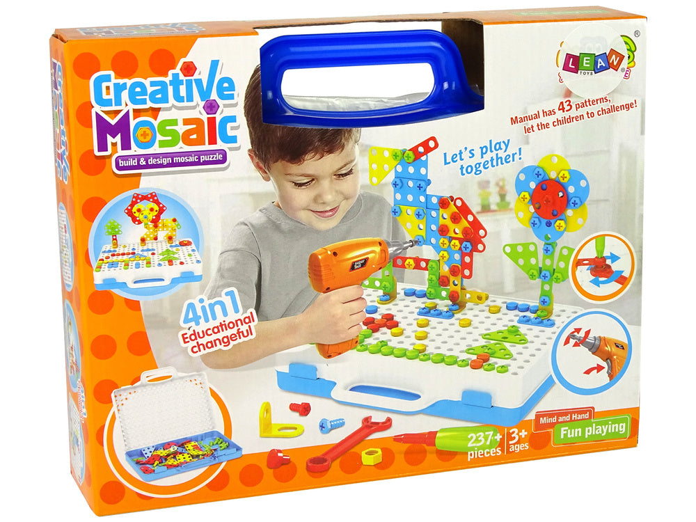 Kreativní mozaikové puzzle 4v1 s vrtačkou – 237 dílů