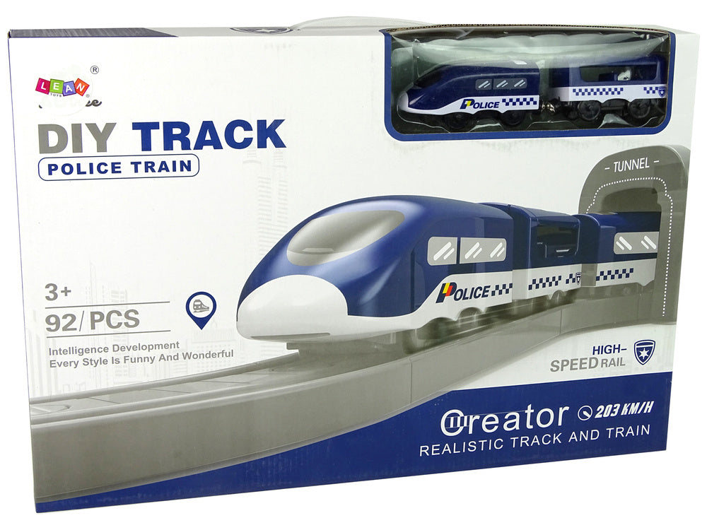 Policejní městečko s vláčkodráhou – 92 dílů, 5 vozidel