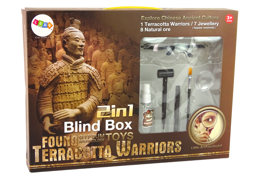 Archeologická sada 2v1 s krystaly – včetně nářadí a pokladů