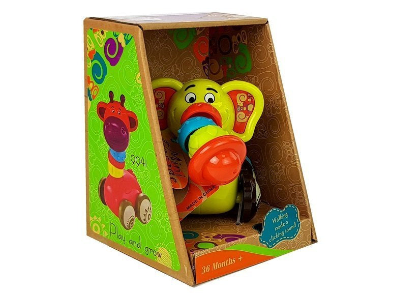 Autíčko slon pro miminka s pohyblivým chobotem a chrastítkem