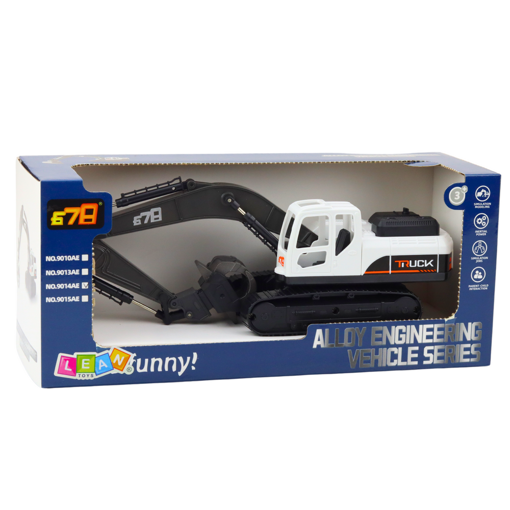 Bagr pásový s drapákem a otočným ramenem 360° bílo černý