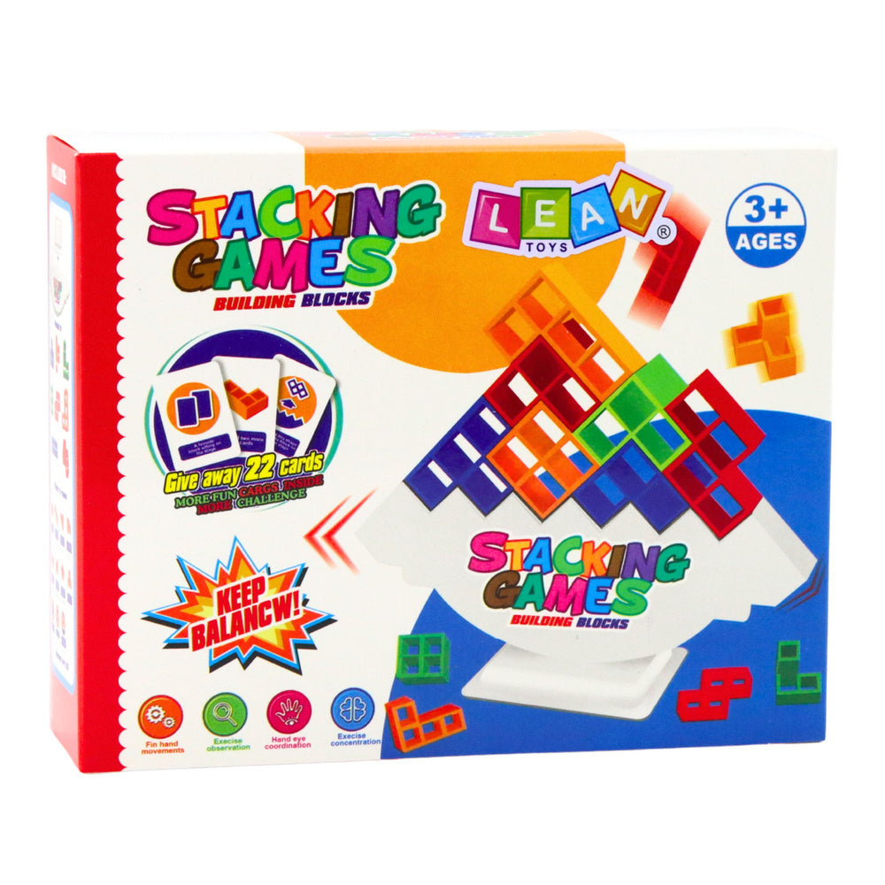 Balancující věž s kostkami a kartami – 16 dílů 22 karet