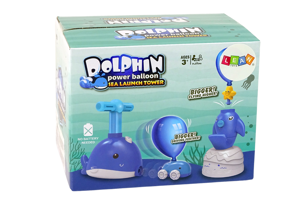 Balonková vystřelovací rampa delfín – s autíčky a balónky
