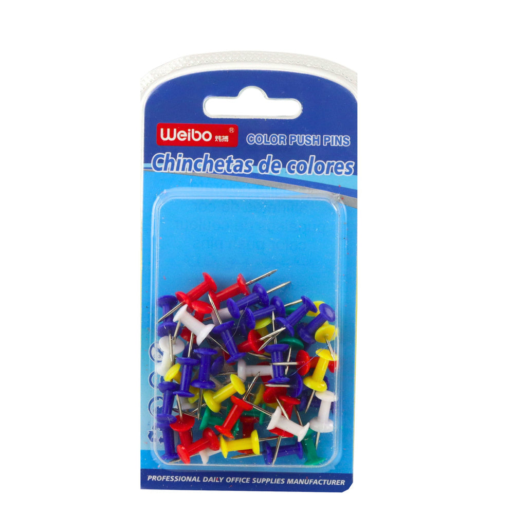 Barevné připínáčky na korková tabla 50 ks – školní