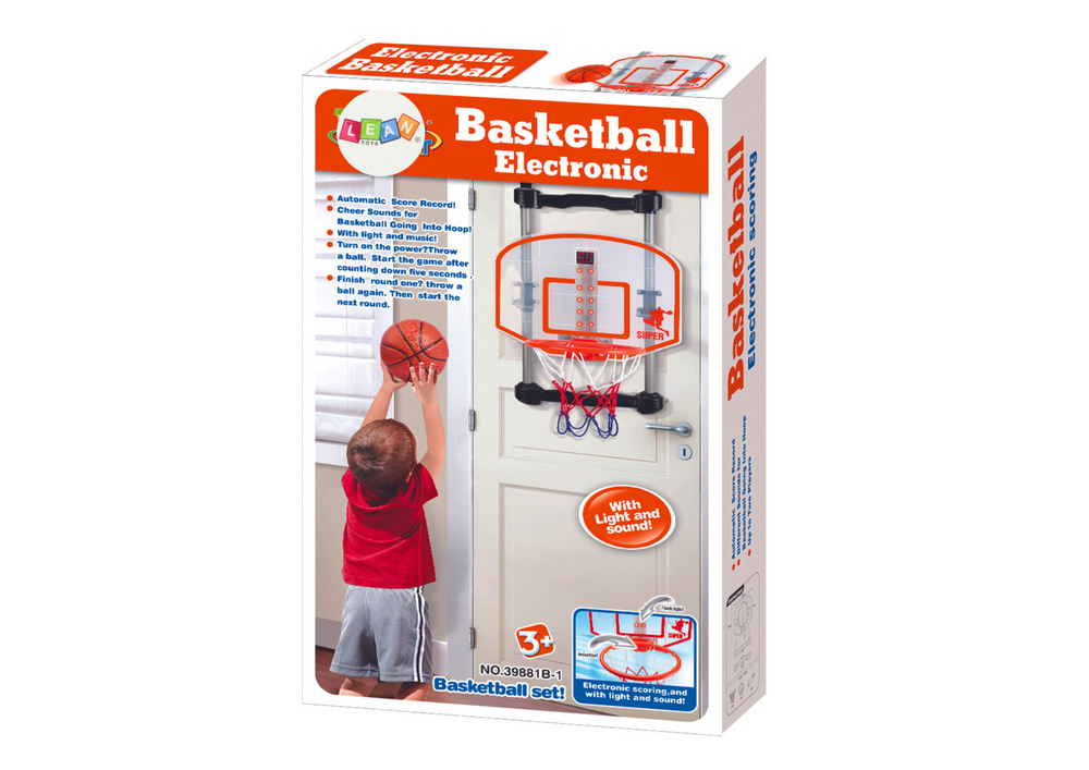 Basketbalový koš regulovatelný s míčem a pumpičkou na dveře