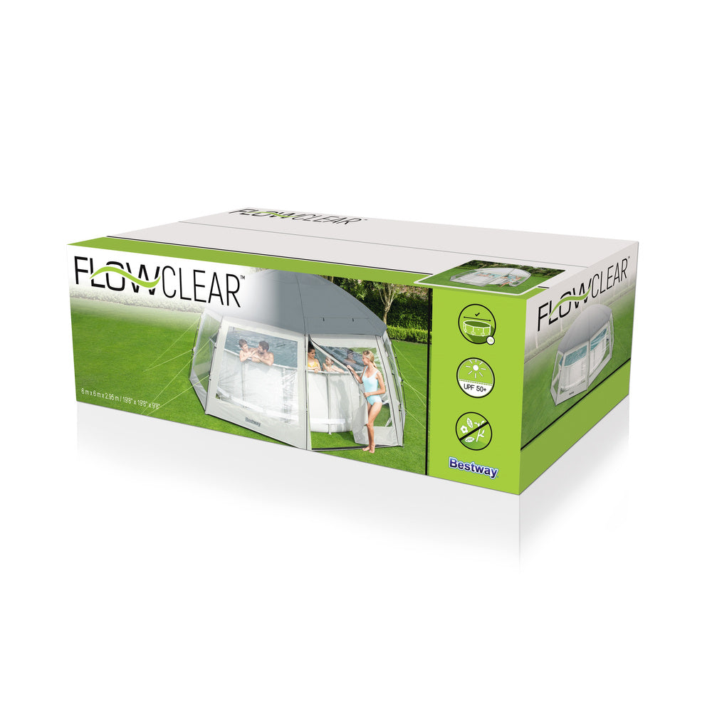 Bazénový stan altán 600x600x295 cm s okny a dveřmi – Bestway