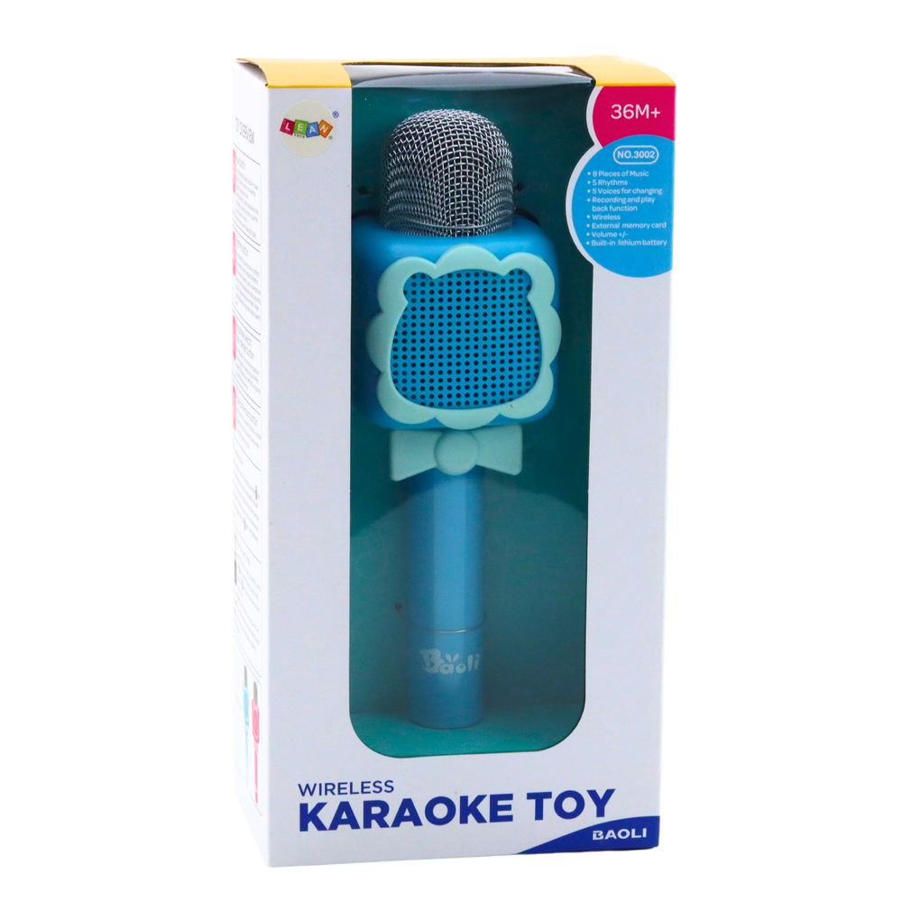 Bezdrátový mikrofon Bluetooth karaoke s nahráváním modrý