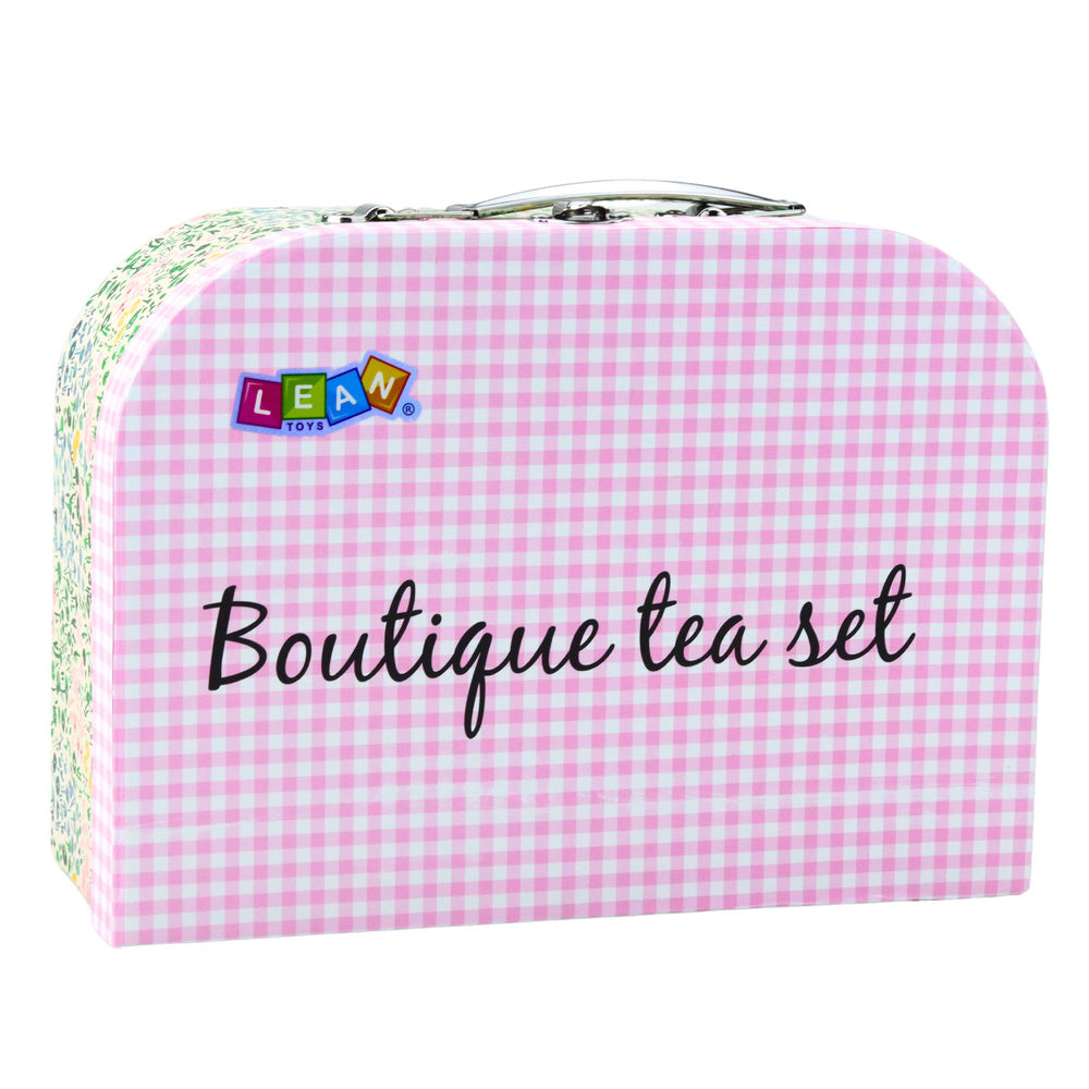 Čajová souprava kovová pastelová – 15 dílů v kufříku