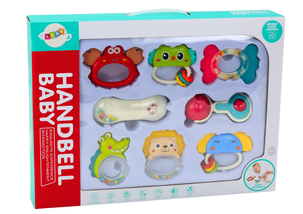 Chrastítka a kousátka zvířátka 8 kusů pro miminka