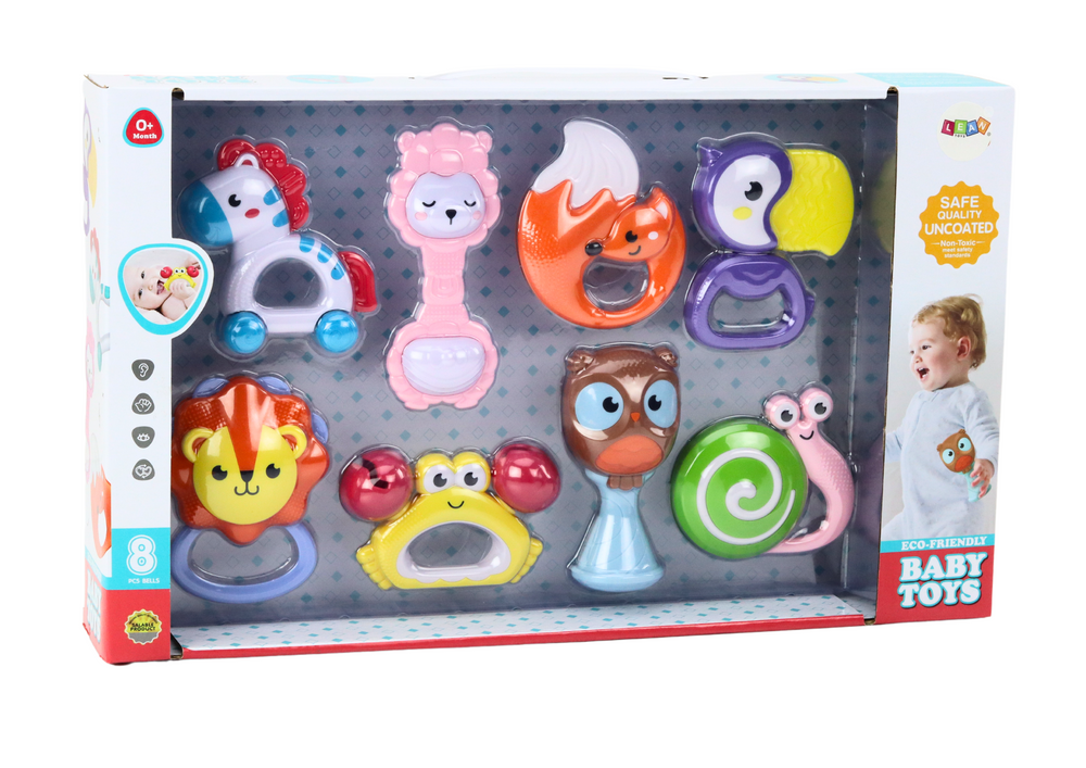 Chrastítka pro kojence zvířátka s kousátky 8 kusů