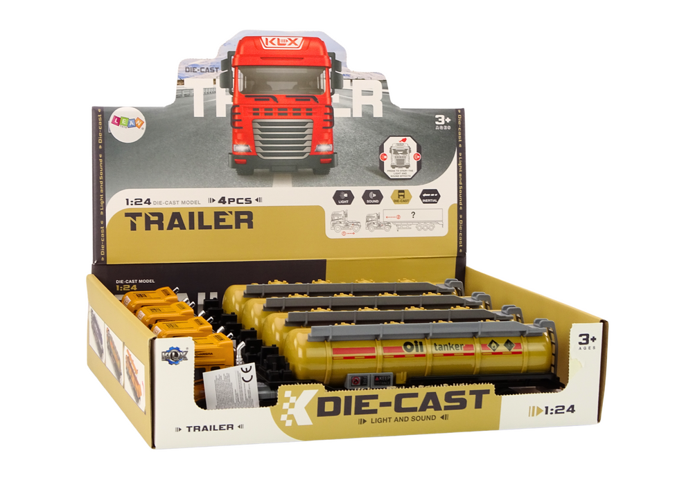 Cisternový kamion TIR 1:24 s přívěsem zvuky světla žlutý